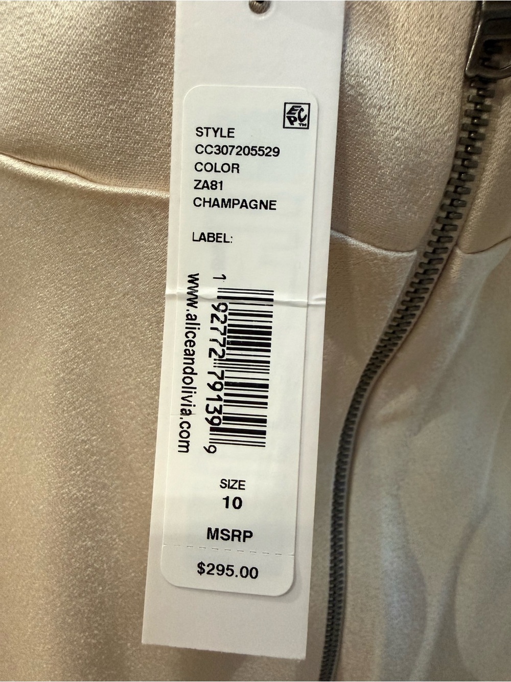 Alice + Olivia Champagne Satin Slip Dress - Picture 3 of 5